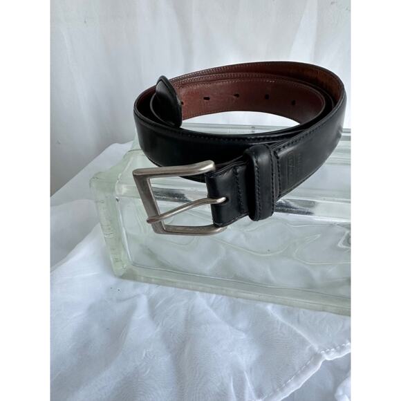Coach Mens 38 Calfskin Leather Belt Size 38 Black Silver Tone Brass Buckle. - Picture 2 of 6